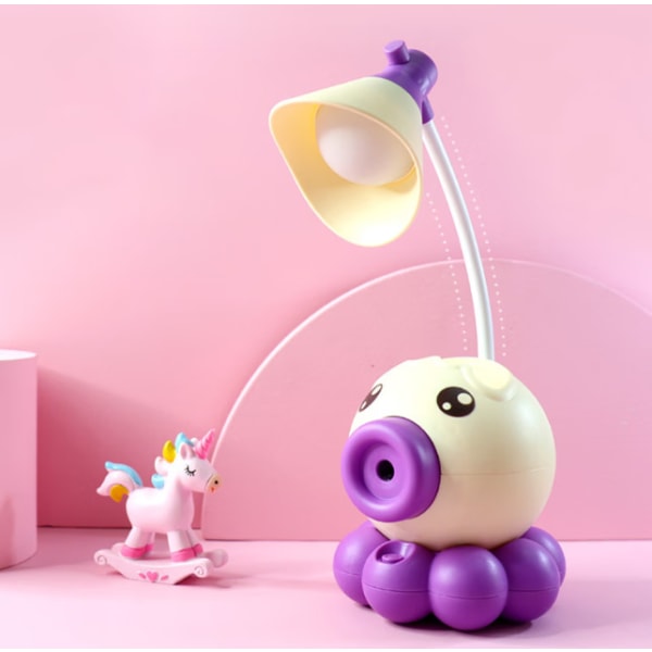 Gul skrivebordslampe, sød multifunktionel foldbar blæksprutteformet L