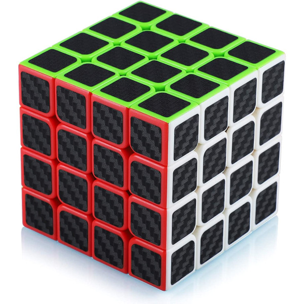Sort - Rubik's Cube 4x4 4x4 Carbon Fiber Sticker Gave til børn