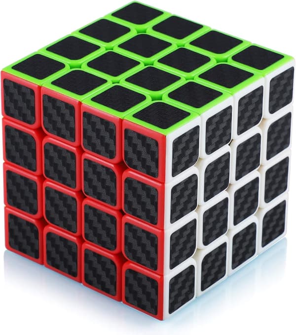 Sort - Rubik's Cube 4x4 4x4 Carbon Fiber Sticker Gave til børn