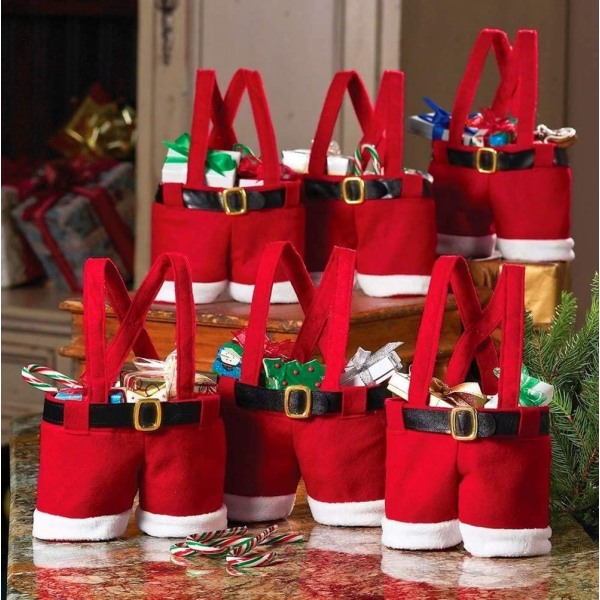 10PCS Christmas Decorations Gift Bags Candy Bags Santa Pants