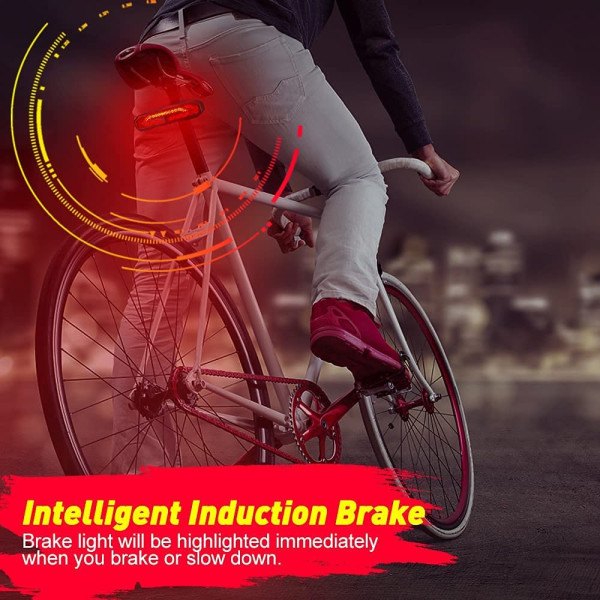 Smart cykelbaglygte med blinklys, cykelhorn cykelalarm wi