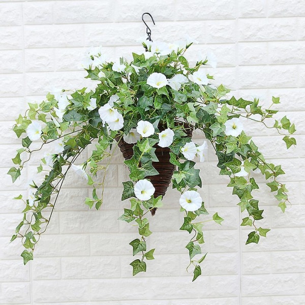 Kunstig Petunia i Rattan til Udendørs/Indendørs Brug (white)