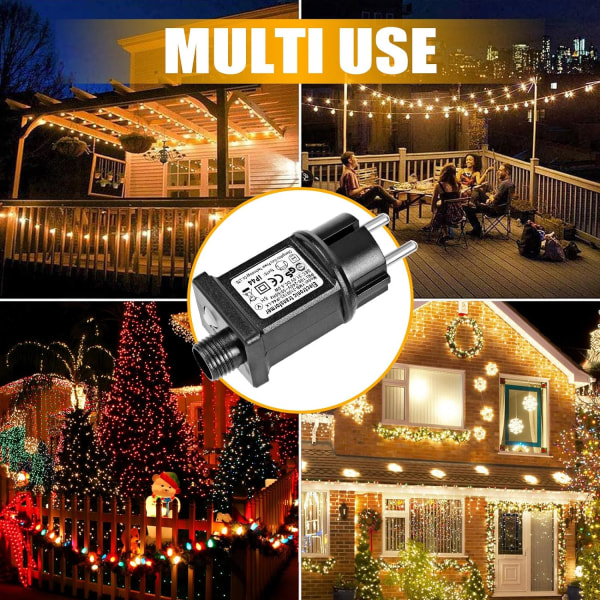 2 stk. 31V 6W LED strømforsyningstransformator, IP44 lavspændingsblinkende driveradapter med 8 tilstande, timer og hukommelsesfunktion til guirlande, lys, juledekorationer