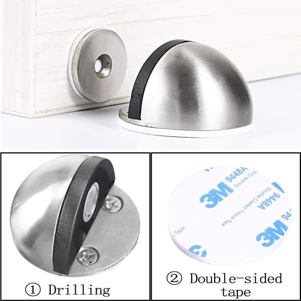 Magnetisk Dørstopper, 4 Stykker Rustfrit Stål Gulv Dørstopper, Flo