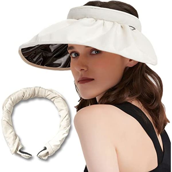 Dame Visir, Anti UV Sol Visir Cap, Bredskygget Strandhat, Sol P