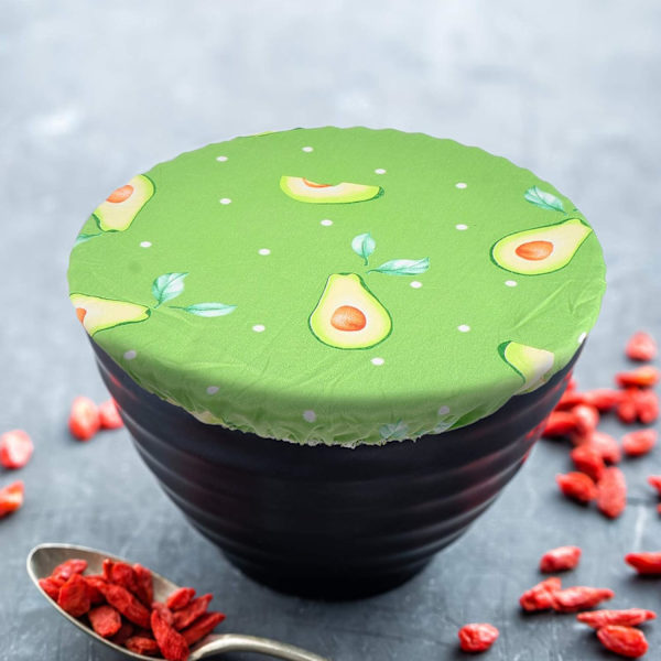 Avocado - Elastiske matlokk - Sett med 3 gjenbrukbare tallerkenlokk