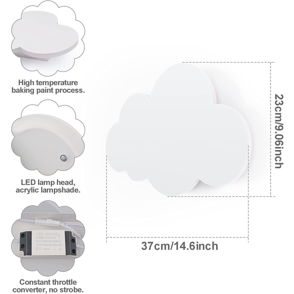 Wall Sconce Cloud Light moderne akrylskærm med indbygget L