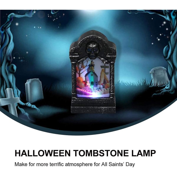 2 stk Halloween stearinlys LED skrekklys skalle gravstein
