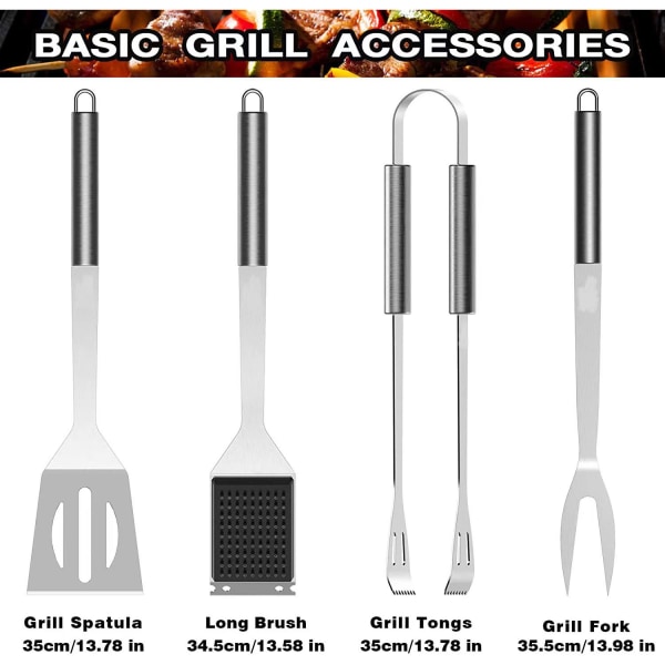 25-delad grillverktygssats, grillverktyg, presenter till män, rostfritt