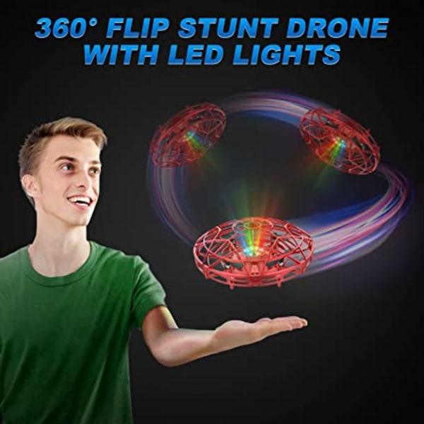 Rød Mini UFO Drone Kid Flygende Leke Quadcopter Fjernkontroll Fly