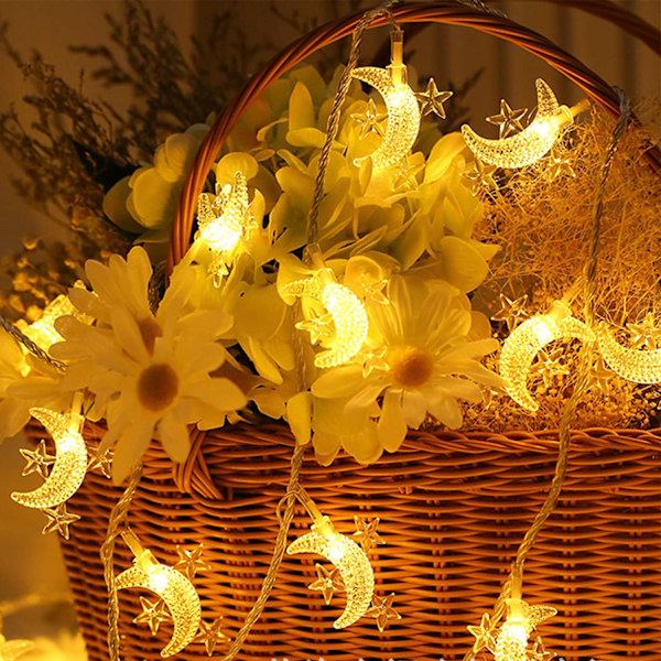 Moon Mini Star String Lights Batteridriven, 16,4ft 50led T