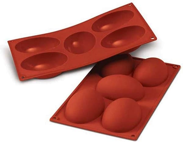 Halvt eggformet 5 hulrom terracotta silikonform for baking Foo
