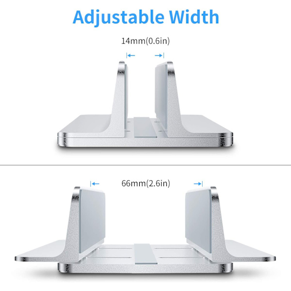 Sølv - Bærbar stativ, justerbart stativ i aluminium for MacBook Pro