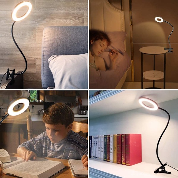 6W LED USB-læselampe med klips til bærbar computer, bog, klaver, seng