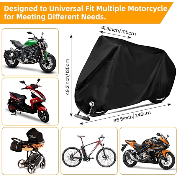Motorcykel Cover Cover Scooter Cykel Cover - 245 X 105 X 125CM