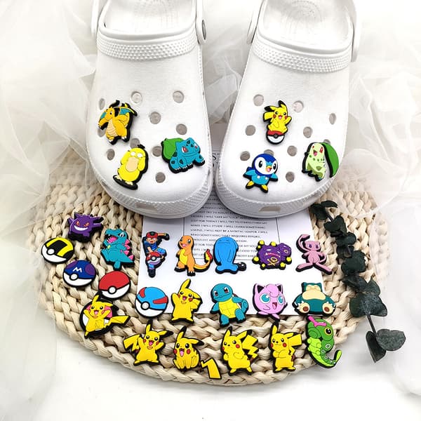 27 Stykker Sko Tilbehør, Gummi Sko Spænder, PVC Printede Sko Blomster, DIY Tilbehør