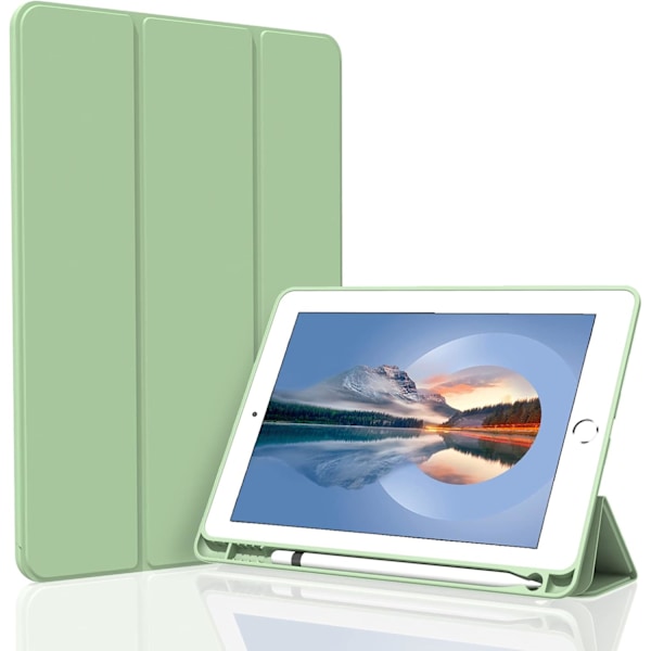 Matcha Grön, Skyddsfodral för iPad10.2/iPad10.5/iPad9/iPadAri3, Tunt och Mjukt Trefaldigt Ställ Smart Fodral, Automatiskt S