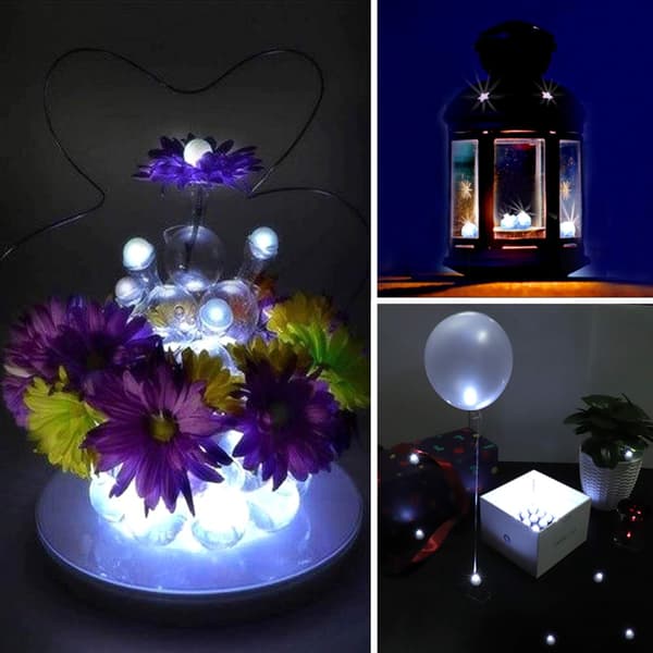 100 stk/parti 100 x hvite runde LED-blitsballonglys