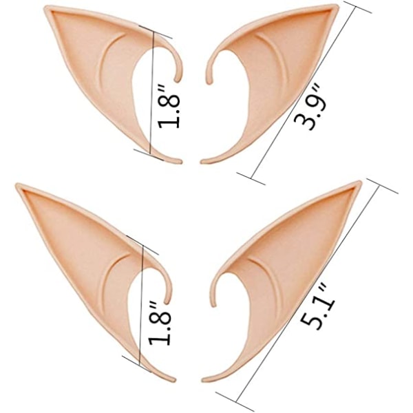 8 bitar av latex Fairy ELF-öron med spetsiga öron för Cosplay H