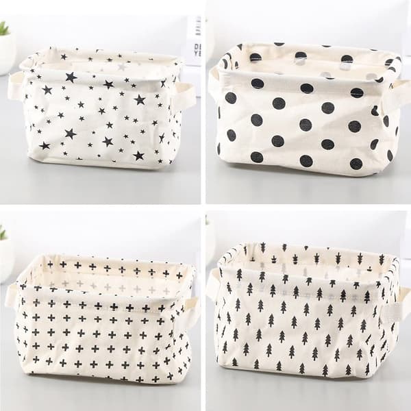 4 st Utility Organizer Linnetyg Lådförvaring Vikbar Bomull