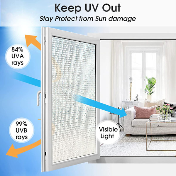 Tinted Rainbow Window Film: Translucent Mosaic Window Privacy Fi