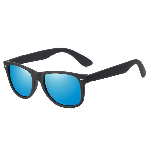 Sort stel/isblå spejllinse polariserede solbriller til mænd Wo