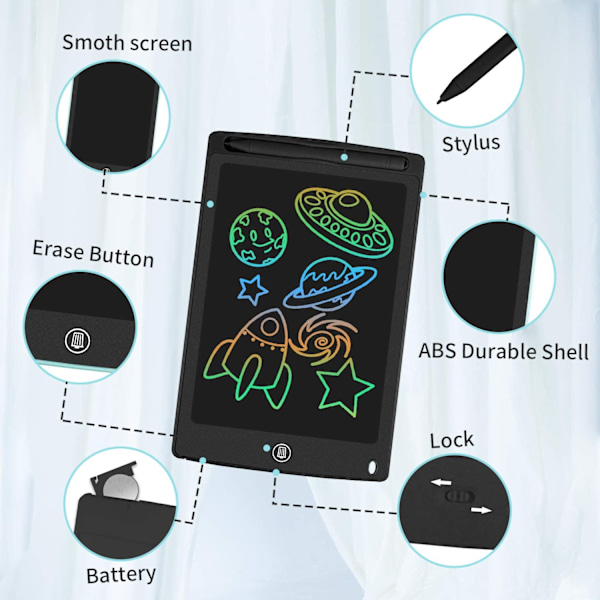 Värikäs LCD-kirjoitustaulu, 8,5 tuuman piirtotaulu grafiikkataulu black