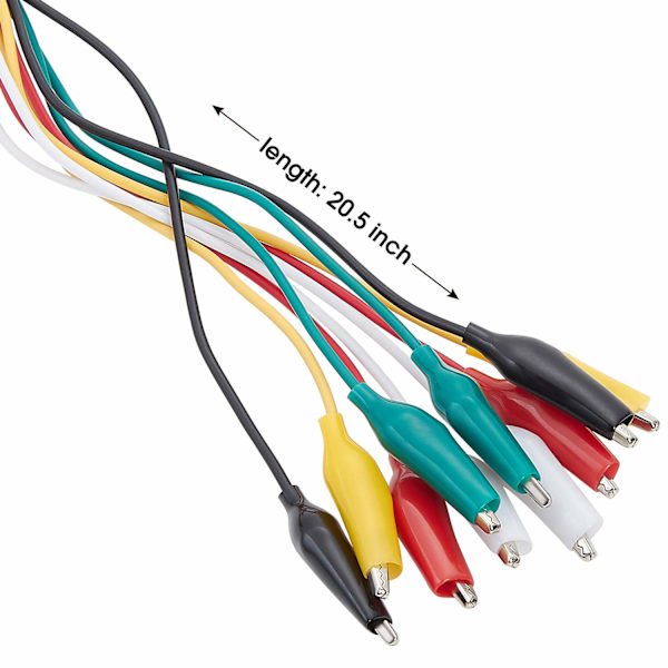 Testkabel alligator clips forbindelseskabel 5 farver 10 lang 50C