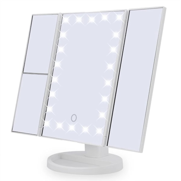 Makeup Mirror, Nestling Triptych Magnifying Mirror with 22pcs LED