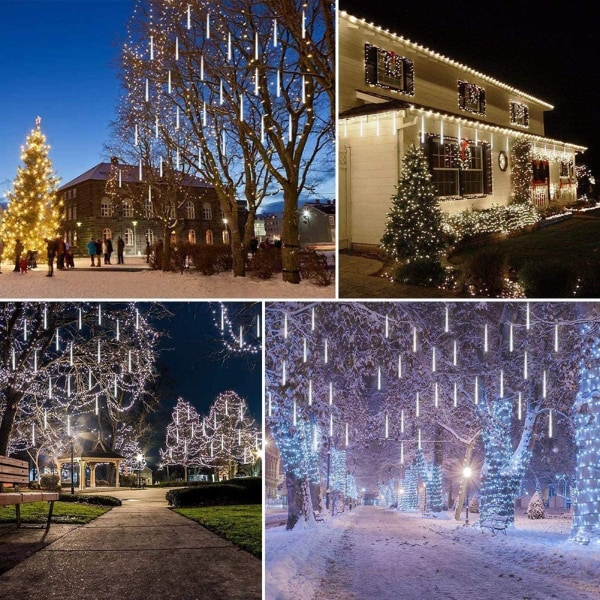 Julbelysning utomhus träd snöfall LED droppande istappar