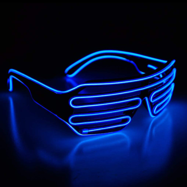 (Sininen) Neon Rave -lasit El Wire Vilkkuvat LED-aurinkolasit Syttyvät