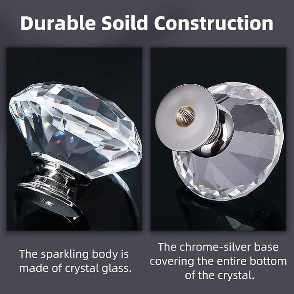 Krystal dørgreb - 10 julegaver 30mm diamant transp