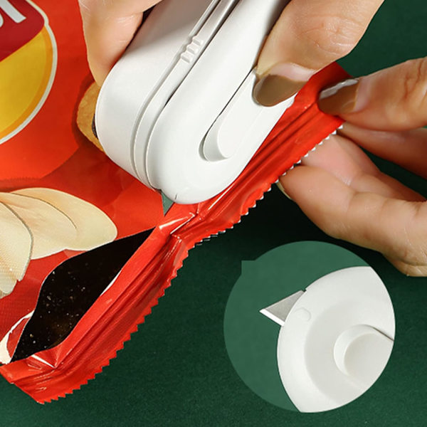 2 in 1 Mini Sealer (Valkoinen), Kannettava Muovipussien Sulkija