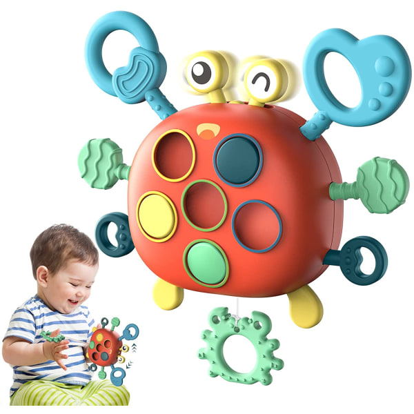 Babysensoriske leker 12-18 måneder Krabbe Matkvalitet Silikon Pull Str