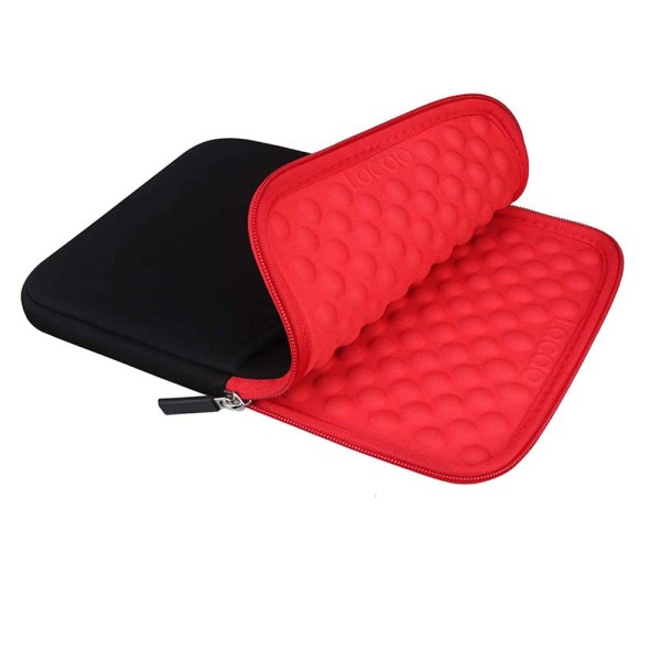 Tablet-sleeve-etui med tilbehørslomme, sort+rød til 12,9 inc