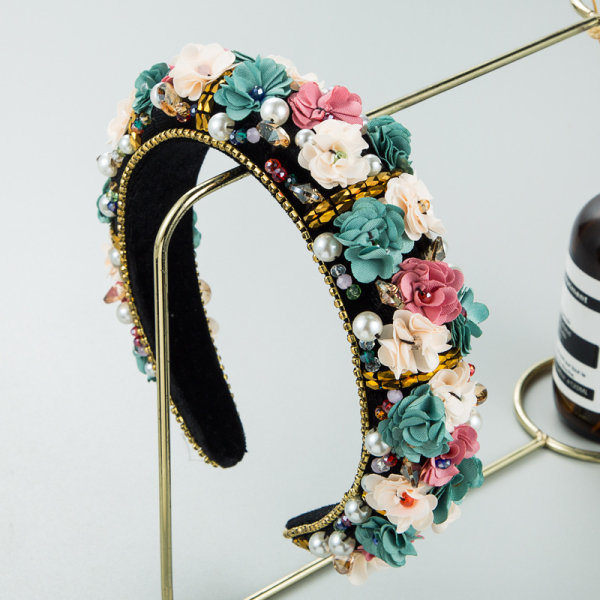 Pannband Blomstoppade hårband för kvinnor Flickor Pearl Colo