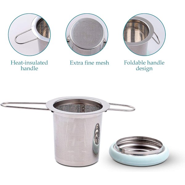 Te-infuser i rustfrit stål - Te-si - Foldbart håndtag