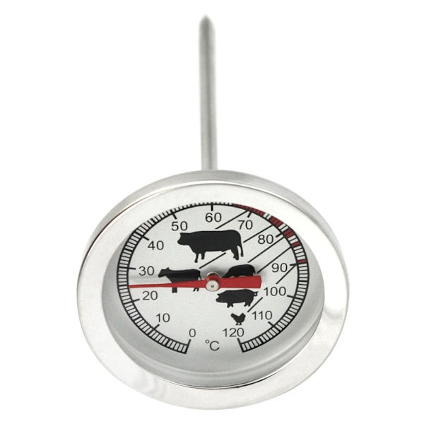 2x steketermometer i rustfritt stål - analogt kjøtttermometer