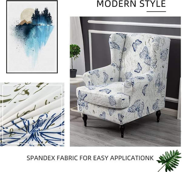 Wingstolstrekk Stretch Spandex Wingback Stolovertrekk