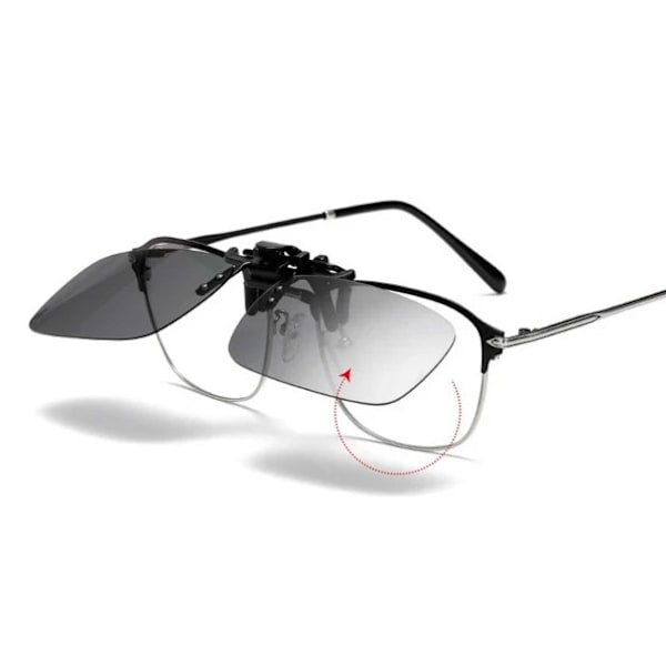 1 stk. sorte, clip-on solbriller med sorte glas 40x60mm