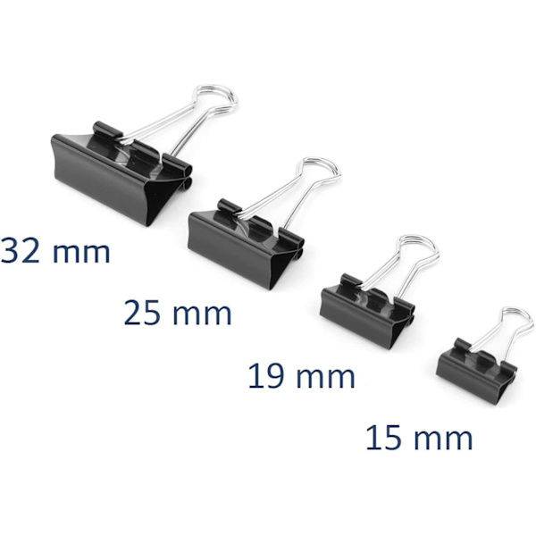 48-pack 15/19/25/32mm 4x12 dokumentklämmor - Multifunktionspapper