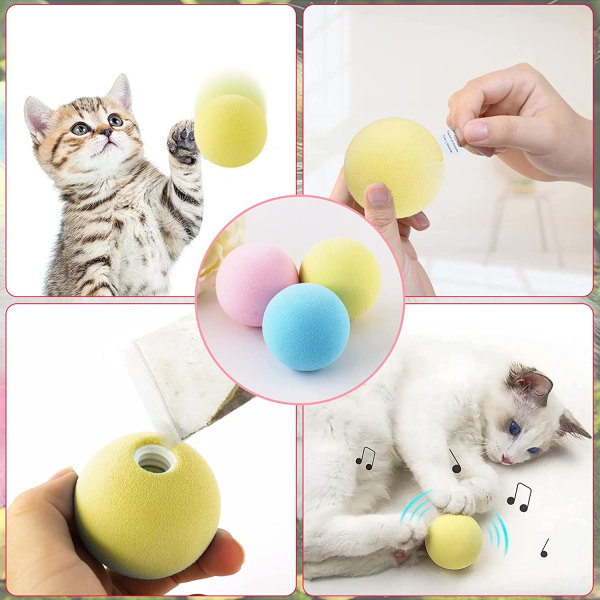 3 stykker fugleformet kattelekeball med kattemynte, realistisk samhandling