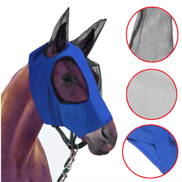 Blue Horse Mask Hästflugmask Hästflugmasker Flugmask Insect R