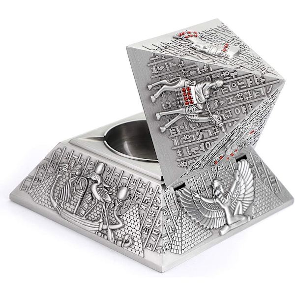 Metall Retro Pyramid Ashtray med Vindtät Lock, Inomhus och Utomhus