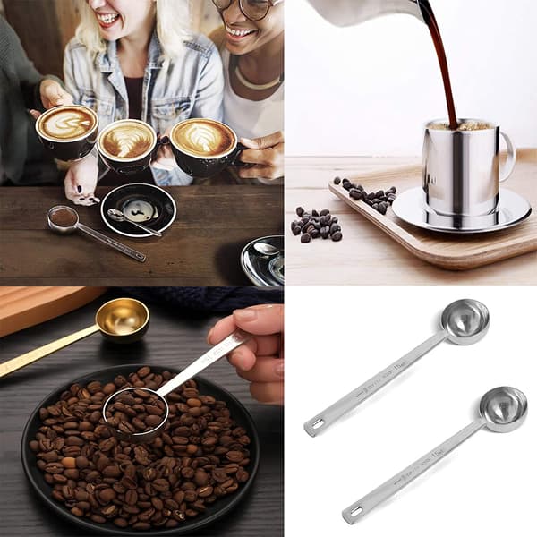 2-delt rustfrit kaffemåleske i rustfrit stål, kaffeske
