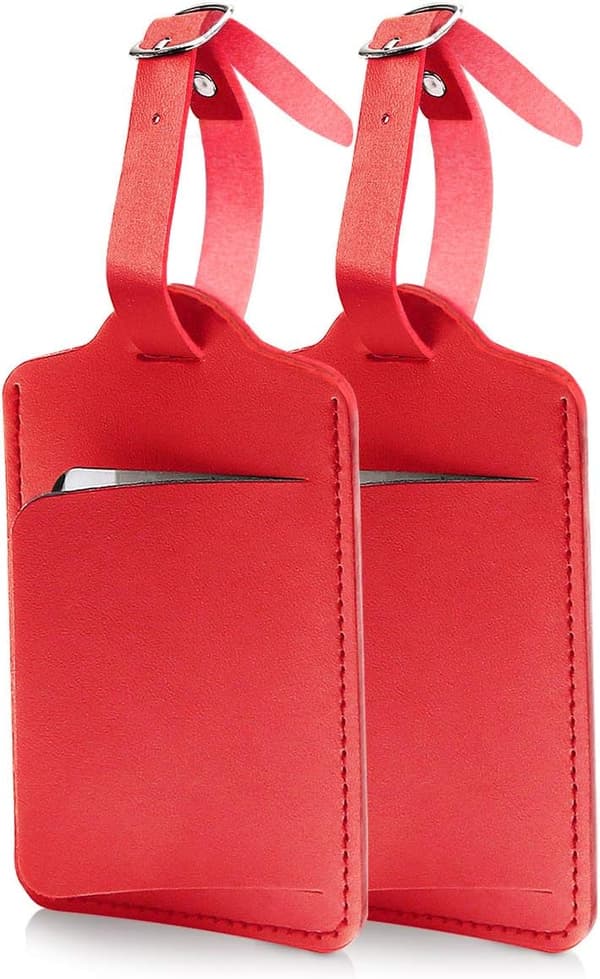 Bagmerker, 2 stk, PU-lær red