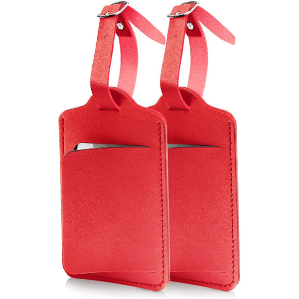 Matkalaukkuetiketit, 2 kpl, PU-nahkaa red