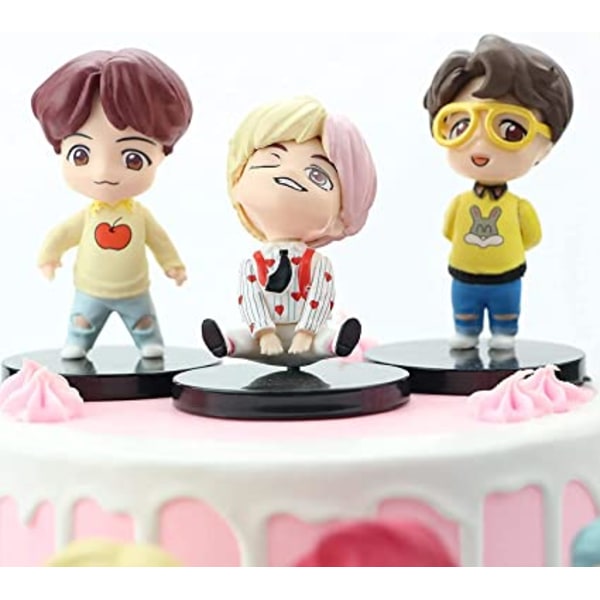 7-delt BTS Mini Idol Luksus Karakter Spil Sæt Kage Top BTS Dreng