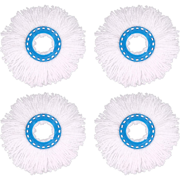 4 st mikrofibermopphuvuden, runda ersättningsmopphuvuden 360 graders roterande mopphuvud för golvrengöring (16 cm diameter)
