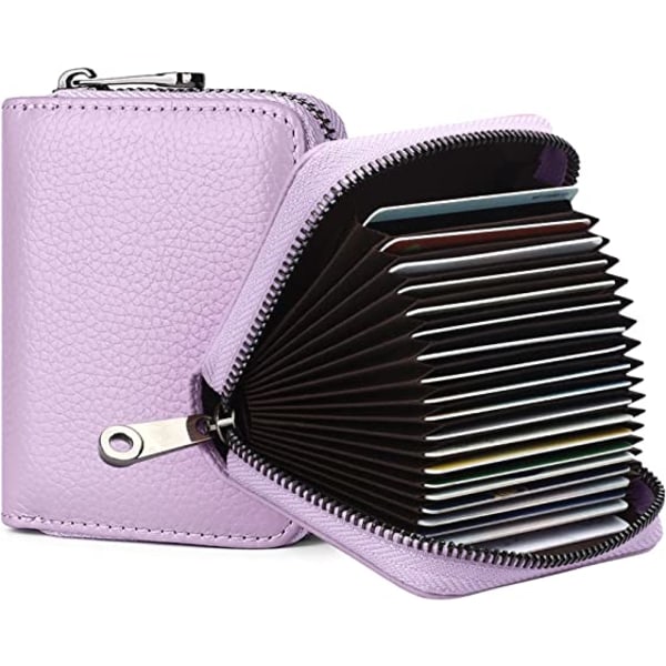 (Lavendel)RFID 20 kortpladser Kreditkortholder ægte læder